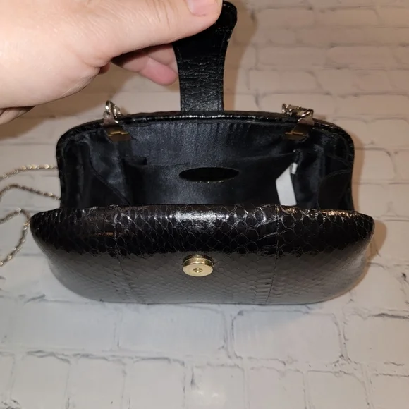 Clarita Black Snakeskin Crossbody Bag - Picture 5 of 7